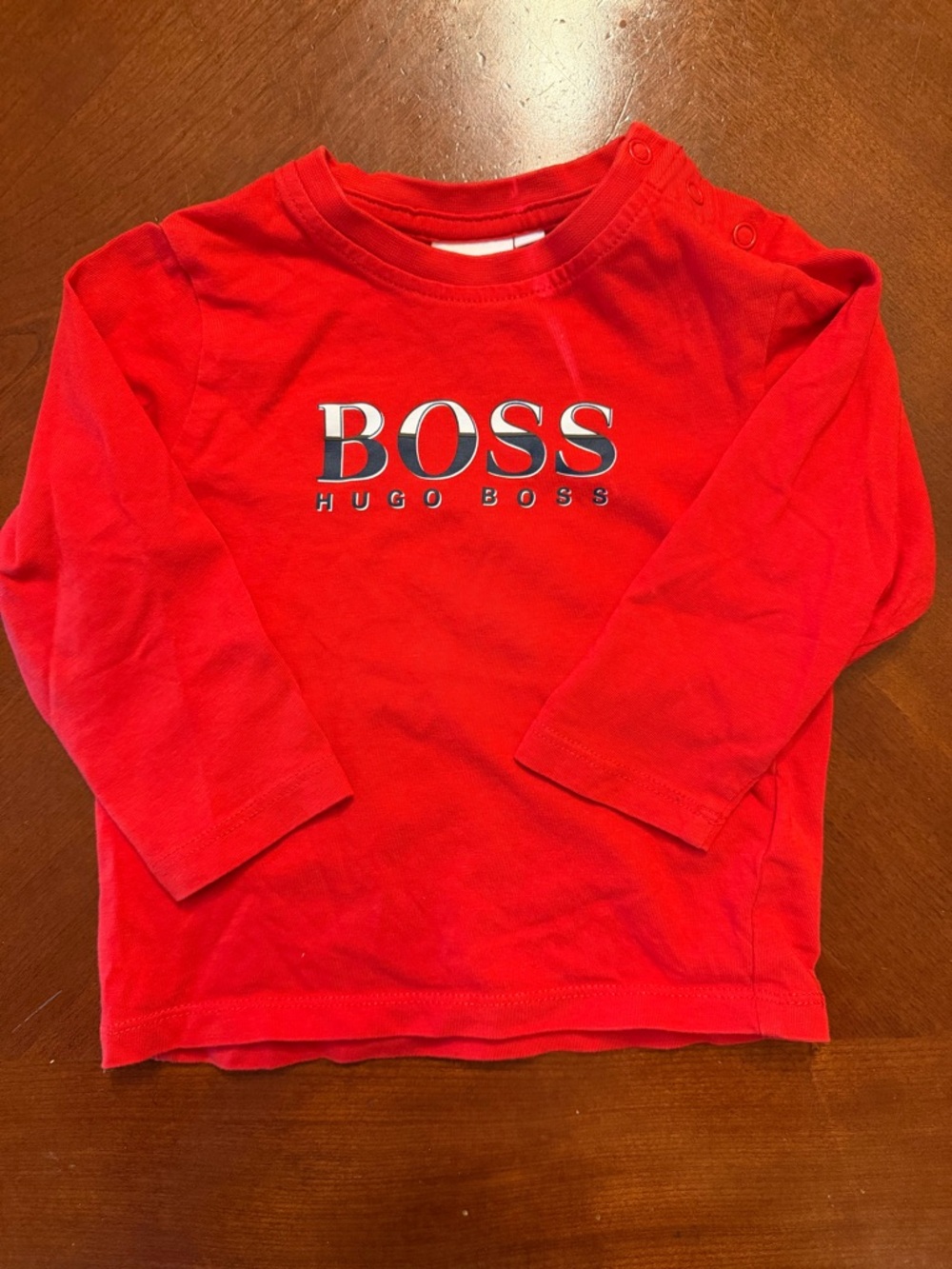 Hugo Boss Red Long Sleeve Logo Tee